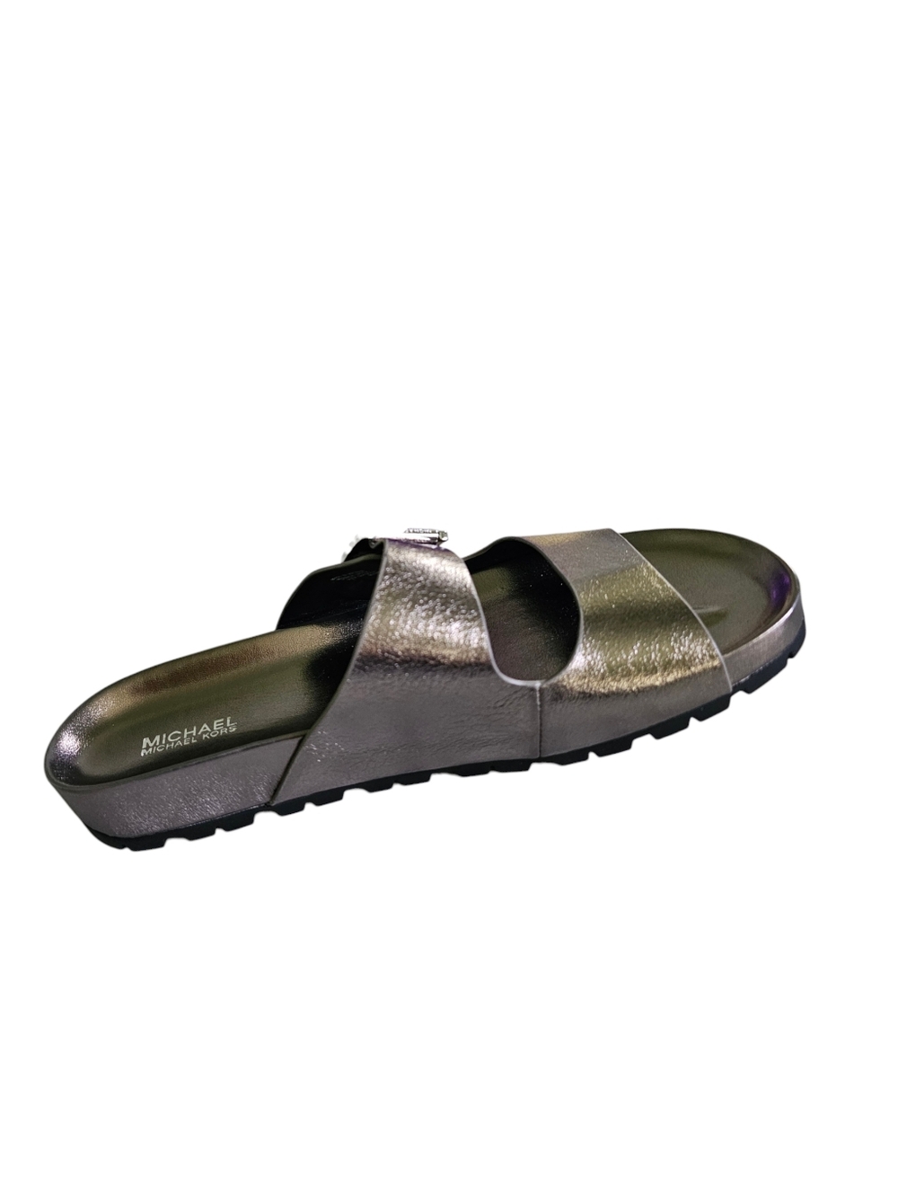 Nwot Michael Kors Metallic Silver Slide Women's Sandals - Picture 10 of 14